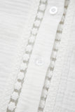 White Lace Trim Cuffed Short Sleeve Textured Shirt