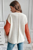 Rose Tan Colorblock Patched Pocket Drop Shoulder Sweater