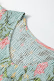 Yellow Smocked Bodice Ruffled Sleeveless Tiered Floral Maxi Dress