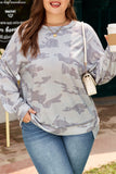 Plus Multicolour Camouflage Print Round Neck Sweatshirt