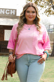 Plus Green Stripe Patchwork Colorblock T Shirt