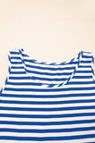 Sky Blue Stripe U Neck Sleeveless Loose Fit Mini Dress