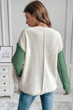 Rose Tan Colorblock Patched Pocket Drop Shoulder Sweater