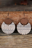 Multicolor Geometric Print Drop Wood Earrings