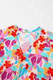 Multicolour Floral Tiered V Neck Plus Dress