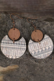 Multicolor Geometric Print Drop Wood Earrings