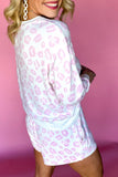 Plus Pink Leopard Print Long Sleeve Top and Shorts Set