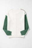 Rose Tan Colorblock Patched Pocket Drop Shoulder Sweater