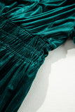 Velvet Short Sleeve Shirred Waist Tiered Maxi Dress