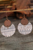 Multicolor Geometric Print Drop Wood Earrings