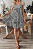 Sky Blue Stripe U Neck Sleeveless Loose Fit Mini Dress