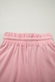 Clearly Aqua Solid Color Loose Tee Drawstring Wide Leg Pants 2pcs Outfit