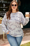 Plus Multicolour Camouflage Print Round Neck Sweatshirt