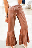 Rust Mineral Wash High Waist Tiered Bell Bottom Pants