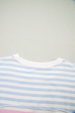 Casual Stripe Oversize Dolman Sleeve Patchwork T Shirt