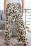 Khaki Leopard Wide Leg Cropped Pants