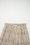 Khaki Leopard Drawstring Elastic Waistband Loose Pants