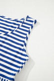 Sky Blue Stripe U Neck Sleeveless Loose Fit Mini Dress