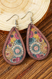 Multicolor Contrast Trim Floral Print Drop Earrings