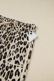 Khaki Leopard Wide Leg Cropped Pants