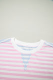Casual Stripe Oversize Dolman Sleeve Patchwork T Shirt
