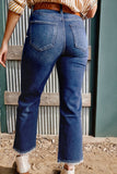 Beau Blue Mineral Wash Raw Hem High Waist Flared Jeans