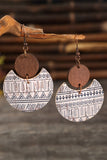 Multicolor Geometric Print Drop Wood Earrings