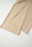 Clearly Aqua Solid Color Loose Tee Drawstring Wide Leg Pants 2pcs Outfit