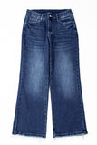 Beau Blue Mineral Wash Raw Hem High Waist Flared Jeans
