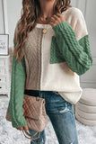 Rose Tan Colorblock Patched Pocket Drop Shoulder Sweater