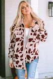 Khaki Cow Spots Printed Corduroy Shacket