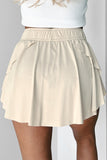 Bonbon Drawstring High Waist Lined Tennis Skorts